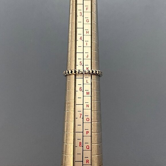 Sterling Silver 925 Dainty Minimalist Round Turquoise Twisted Band Ring Sz 5.25 - Picture 8 of 16